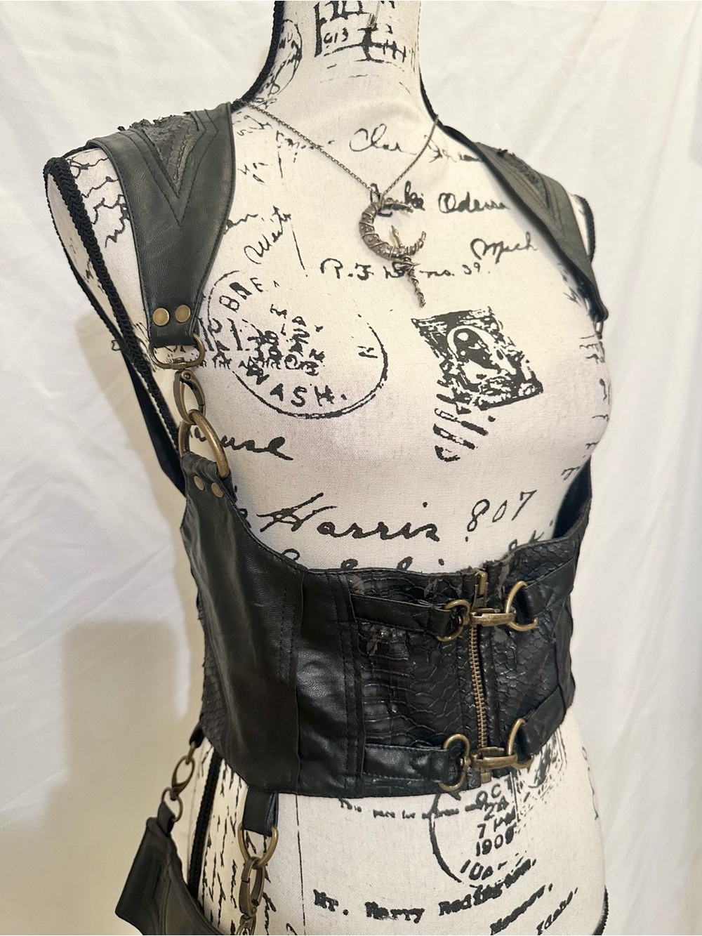 Lip Service From Life Unto Death Boho Harness Corset w Removable Pouch sz L-XL